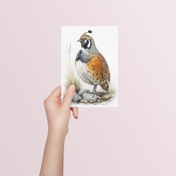 Watercolor Quail Wall Art Print, Unframed - Vibrant Nature-Inspired Home Decor - Picture 5 of 6